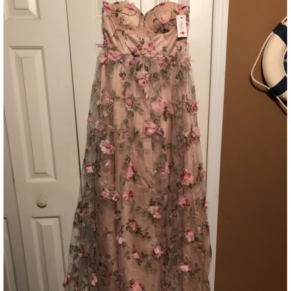 Brand new STUNNING pink floral floor length gown.